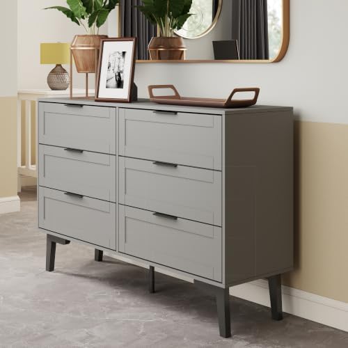 TaoHFE Grey 6 Dresser for Bedroom Modern Grey Chest of Drawers