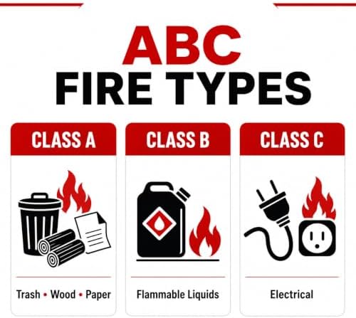 OUGIST ABC Fire Extinguisher, 2.5 lb Dry Chemical, 1A:10B:C Rated Multipurpos...