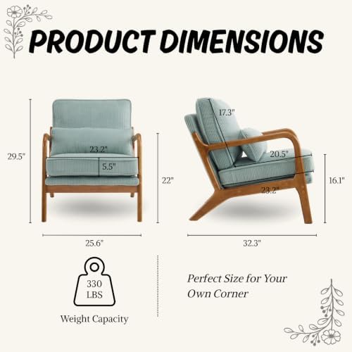 Karl home Mid-Century Modern Accent Reading Chair, Teal