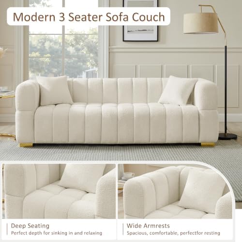 VANOMi Cloud Sofa and Chair Set, 3 Piece Modern Seating Furniture, Cream