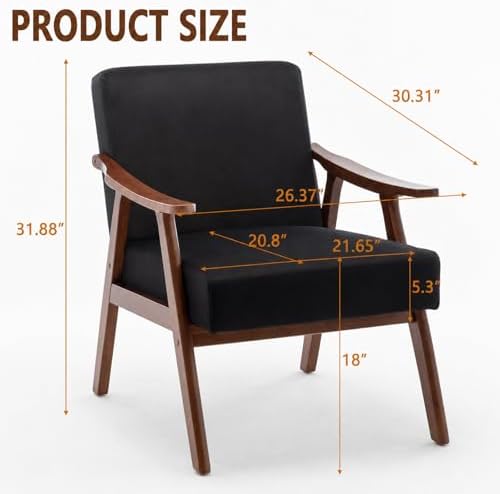 Anwick Mid-Century Accent Chair,Modern Living Room Chairs with Solid Wood Fra...