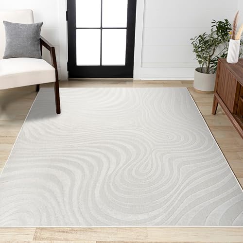 JONATHAN Y Maribo High-Low Abstract Striped Indoor/Outdoor Area Rug, Contempo...