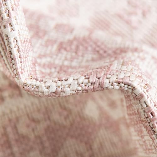 Rugs.com - Outdoor Aztec Rug – 5 Ft Square Pink Stain-Resistant Indoor/Outdoo...