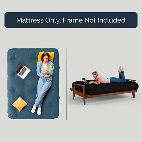 Loosh Home | 8" Full Size Futon Sofa Bed Foam Mattress - USA Made, Black...