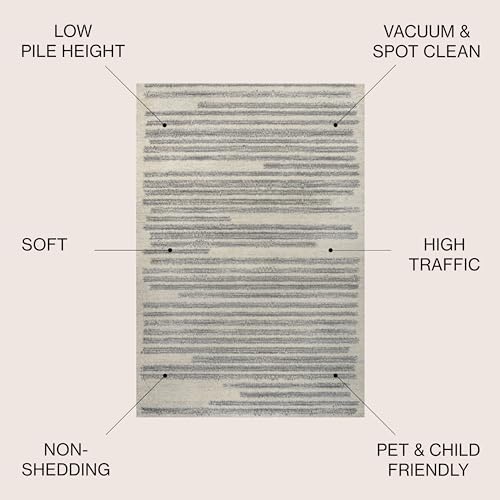 JONATHAN Y Khalil Modern Berber Stripe Cream/Gray Indoor Area Rug, 8x10, Cont...