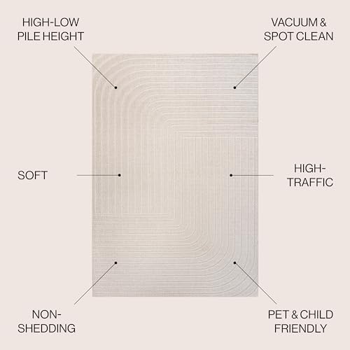 JONATHAN Y Odense High-Low Angle Ivory/Cream Indoor/Outdoor Area Rug, 8x10, M...