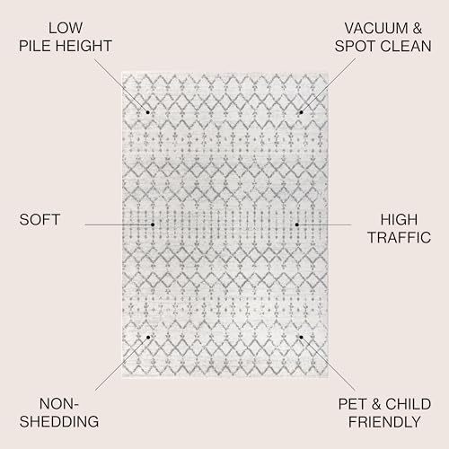 JONATHAN Y Boho Vintage Diamond Cream/Gray Indoor Area Rug 8X10 ft, Moroccan ...