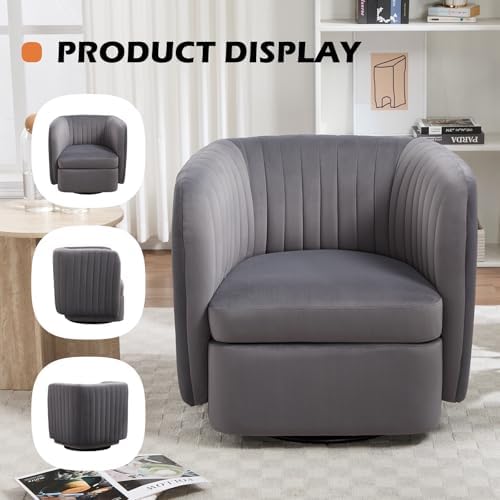 CANMOV Swivel Accent Chair, 360° Swivel Chair with Thick Padded Cushion, Swiv...