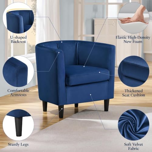 Yaheetech Barrel Accent Chairs Set of 2, Modern Armchairs, Blue