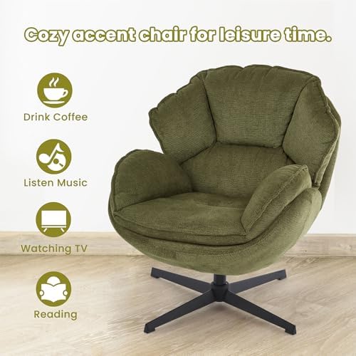 IWMH Swivel Accent Chair for Living Room,Comfy Lounge Chair with Metal Legs