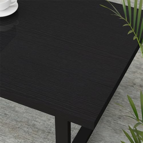 IBF Black Coffee Table,Simple Industrial Wood Center Table Black Oak 39 in
