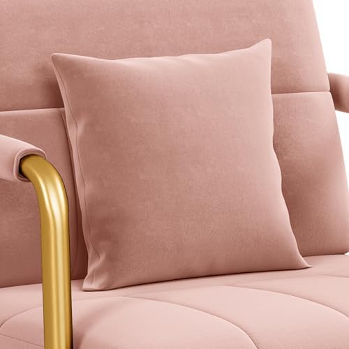 Yaheetech 30" Velvet Sofa Chair Accent Sofa with Gold Metal Leg, Pink