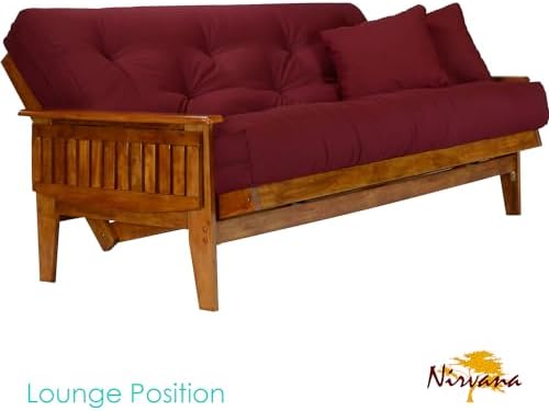 Eastridge Futon Set - Full Size, Frame, 8" Mattress, Twill Burgundy Cover