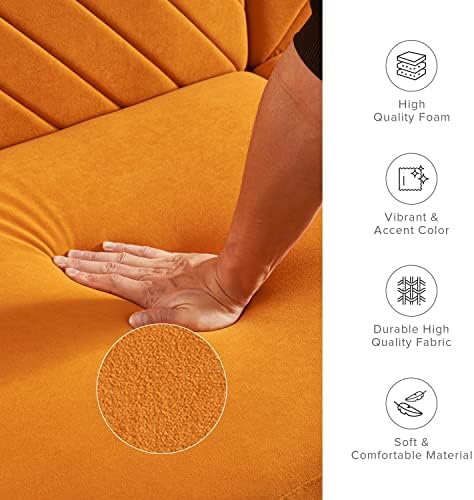 mopio 76.4" Futon (Apricot Velvet, Chevron Styled)
