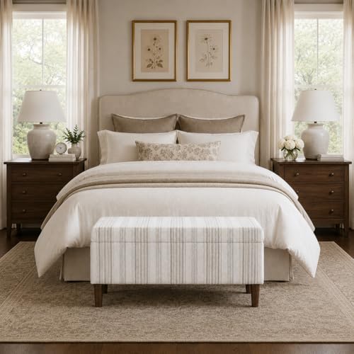 HomePop Malmo 36" Storage Bench - Gray Striped Pattern