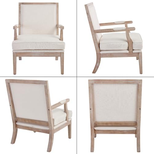 Modern Farmhouse Accent Chairs Set of 2, Wide Upholstered Living Room Chairs ...