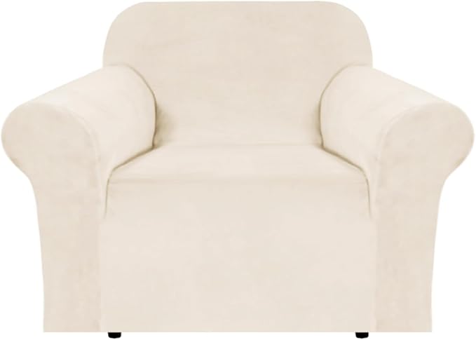 H.VERSAILTEX Stretch Velvet Armchair Cover Couch Covers 1 Cushion Chair by HVERSAILTEX