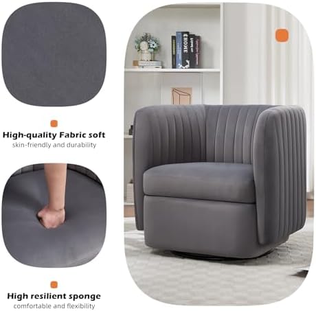 CANMOV Swivel Accent Chair, 360° Swivel Chair with Thick Padded Cushion, Swiv...