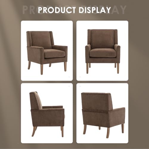 COLAMY Modern Wingback Living Room Chair, Upholstered Fabric Accent Armchair,...
