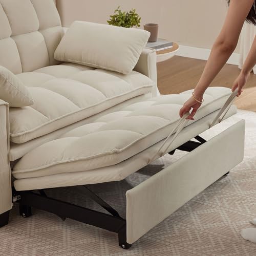Sleeper Sofa with Pull Out Couch Bed, 48" Convertible Pull-Out Sofa Bed ...