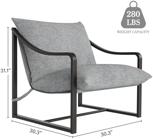 Accent Chairs Set of 2, Metal Frame Sling Outdoor Chairs with Metal Frame and...
