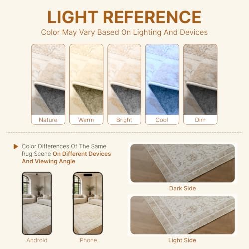 9x12 Area Rugs Washable Large Vintage Rug for Living Room Bedroom