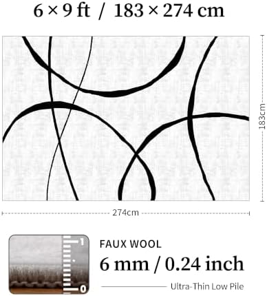 YIHOUSE 6x9 Washable Modern Abstract Black White Area Rug