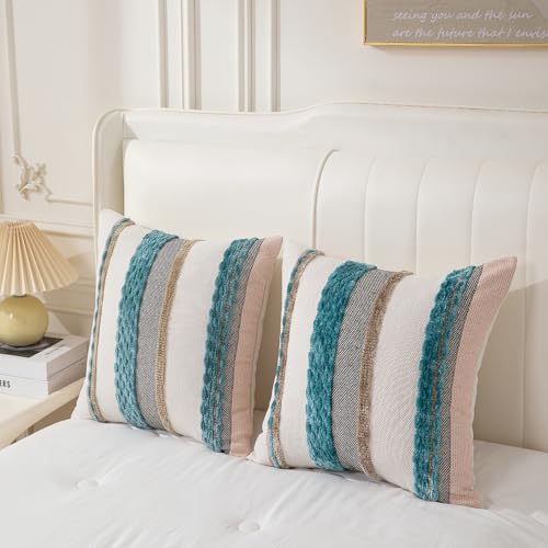 Boho Pillow Covers 18x18 Set of 2 for Couch-Modern Farmhouse Sofa Decorative ...