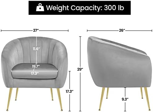 Yaheetech Barrel Accent Chair, Modern Cozy Vanity Chair, Gray