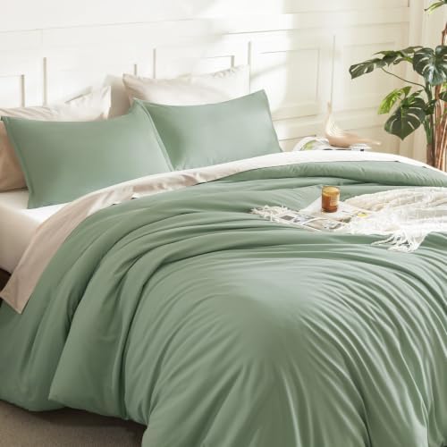 Litanika Comforter Full Size Sage Green, 3 Pieces Lightweight Solid Bed Set