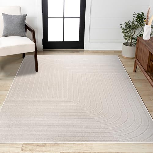 JONATHAN Y Odense High-Low Angle Ivory/Cream Indoor/Outdoor Area Rug, 8x10, M...