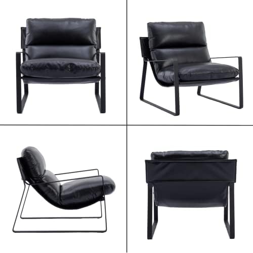 HEAH-YO Modern PU Leather Accent Armchair, Upholstered Living Room Chair with...