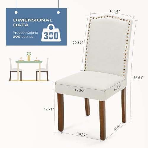 DUMOS Dining Chairs Set of 2, Upholstered Accent Chair, Beige