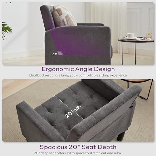Upholstered Accent Chairs Set of 2, Tufted Armchairs for Living Room