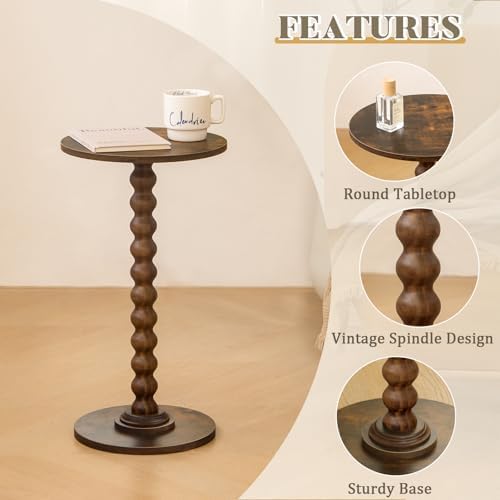 Fultyle Round Side Table, Small Drink Table for Small Spaces, Modern Accent N...