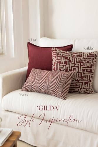 Woven Jacquard Throw Pillow Cover, Pack of 1 Geometric Pattern Textured Decor...