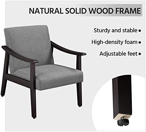 Yaheetech Accent Chairs Set of 2, Mid-Century Linen Fabric, Dark Gray