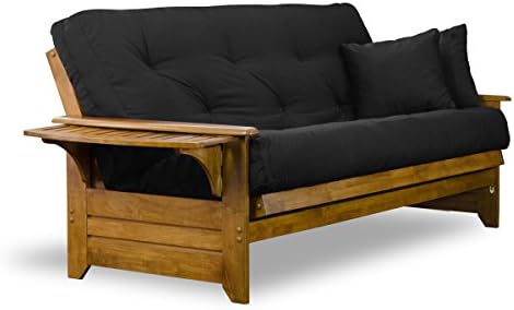 Nirvana Futons Brentwood Tray Arm Futon Sofabed Set - Queen Frame, 8" Th...