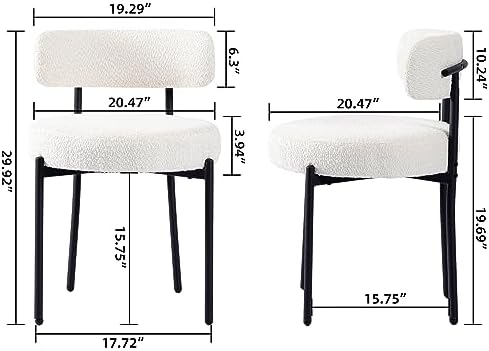 DYHOME Boucle Dining Chairs Set of 4, Upholstered Dining Room Chairs White