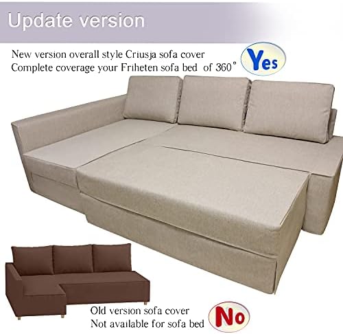 Couch Cover for IKEA Friheten Sofa Bed Sleeper Right Chaise, S-3 | Machine Washable Sofa Cover with Seat and Back Cushion and Sofabed Covers