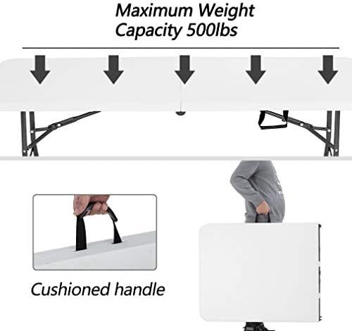 BestOffice | 6FT Folding Table | White | Portable Plastic Table