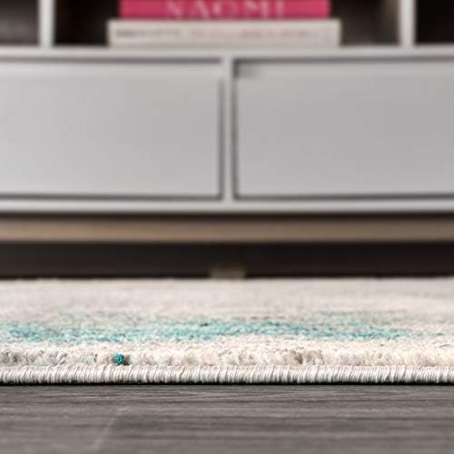 JONATHAN Y Modern Abstract Vintage Cream/Blue 8x8 Square Indoor Area Rug, Con...