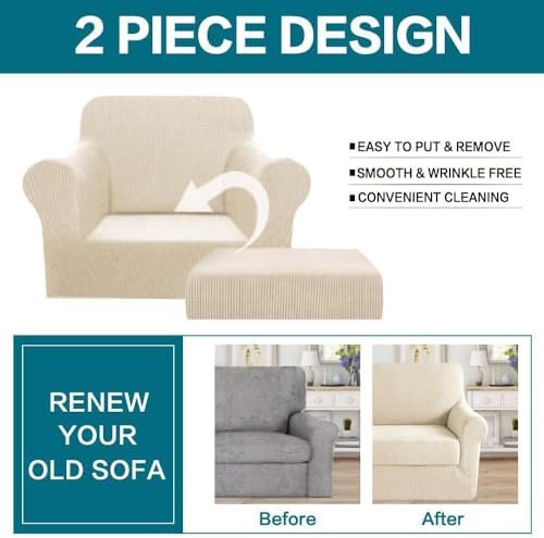 Turquoize 2 Piece Chair Covers Chair Slipcovers for Living Room Small Armchai...