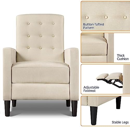 Yaheetech Fabric Recliner Chair Tufted Upholstered Single Sofa Beige