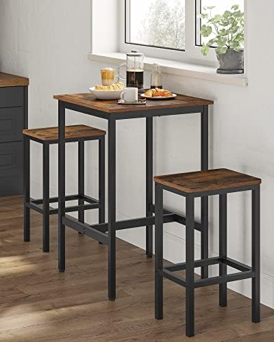 VASAGLE Bar Table, Kitchen Dining, High Top Pub, Square, Steel Frame