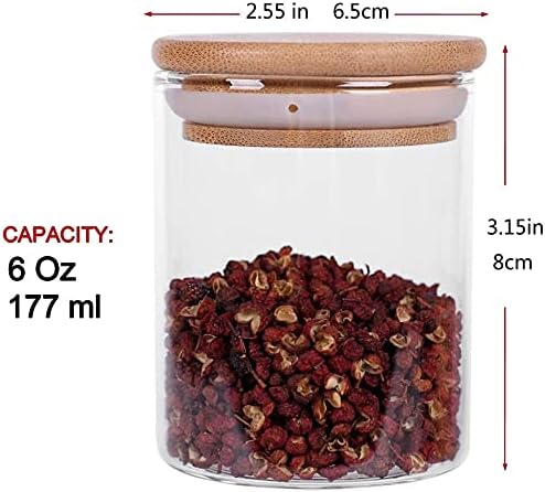Glass Jars with Bamboo Wooden Airtight Lids 6oz 10oz Spice Jars Food Storage - Image 7