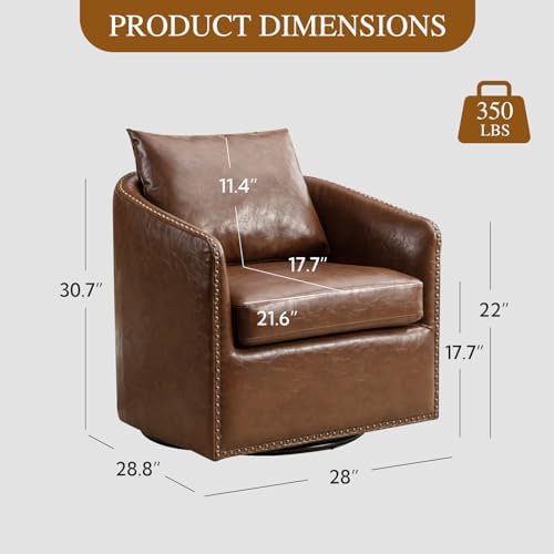 HAOMARKETS 360 Degree Swivel Barrel Chair with Plump Back Pillow, Waterproof ...