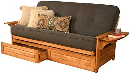 Kodiak Phoenix Wooden Futon Sofa Bed with Storage Drawers, Full Size Futon Co...