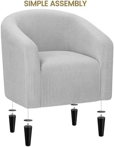 Yaheetech Small 25.5in Wide Corduroy Accent Chair for Bedroom, Light Gray