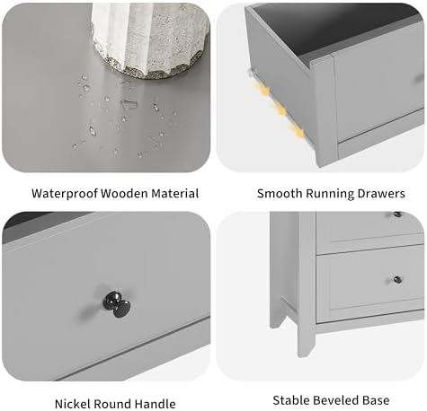 GarveeHome Grey 6 Drawer Dresser for Bedroom